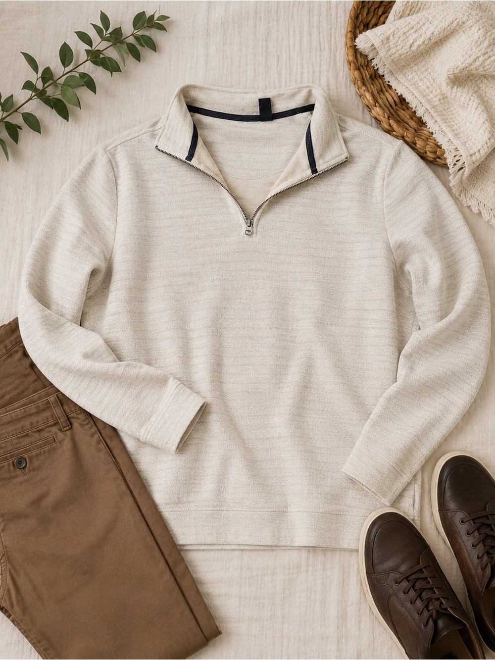 Dockers Quarter Zip‎ Pullover Sweater Cream Beige Men’s Small